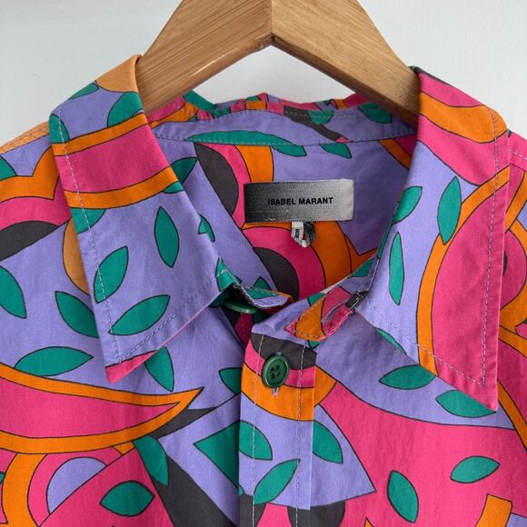 Isabel Marant Shirt Mens XL Psychedelic Disco Funk Groovy Pop Art Miami Vice - Picture 7 of 14